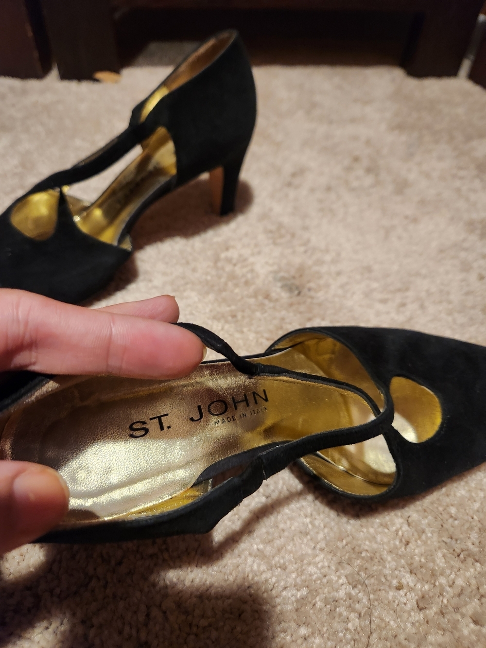 St. John Collection Black Suede Pointed-Toe D'Orsay Heels - Picture 3 of 5
